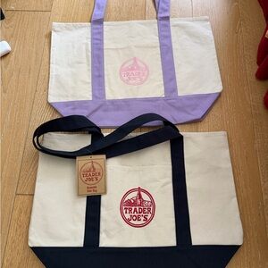 Trader Joe’s Canvas Tote Bag (lavender bag and navy bag)
